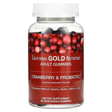 Cranberry & probiotic gummies bottle, adult 90 vegetarian, California Gold Nutrition