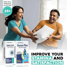 Men’s health supplement boxes for male fertility support, Duron Plus and Tryception