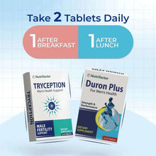 Men’s health supplement boxes: Tryception and Duron Plus tablets