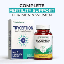 Fertility support supplement box and bottle set, male and female labels