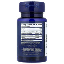 Life Extension vitamin K supplement bottle back label with Supplement Facts panel