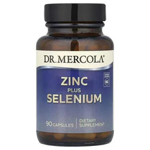 Dr. Mercola zinc plus selenium supplement bottle, 90 capsules front label