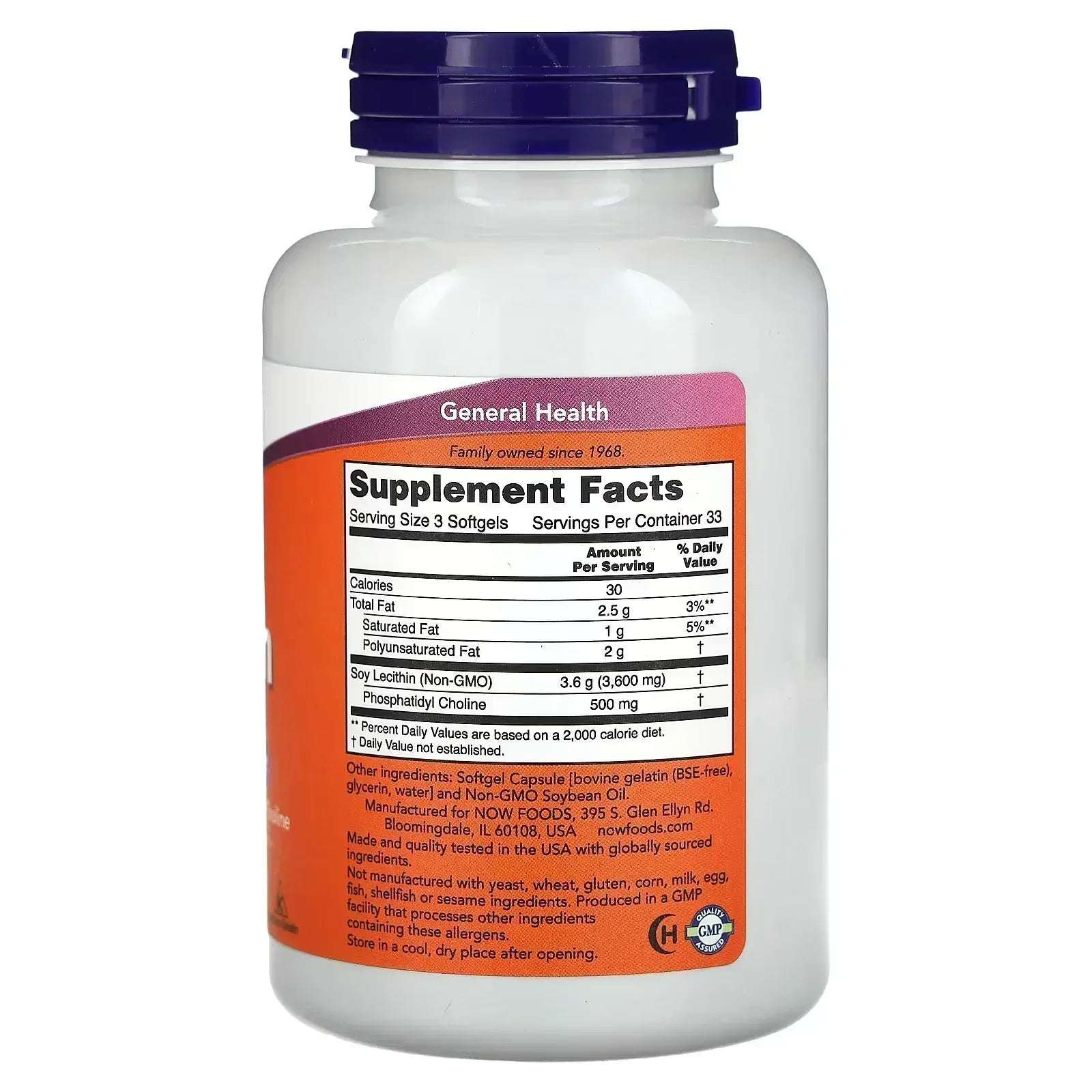 NOW Foods, Non-GMO Lecithin, 100 Softgels - Mumzar