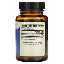 Iodine dietary supplement bottle back label with Supplement Facts and ingredients