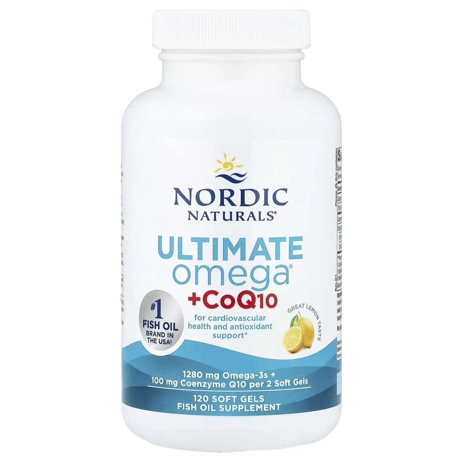Nordic Naturals, Ultimate Omega® + CoQ10, Lemon, 120 Soft Gels - Mumzar