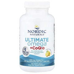 Nordic Naturals, Ultimate Omega® + CoQ10, Lemon, 120 Soft Gels - Mumzar