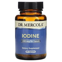 Iodine dietary supplement bottle, 1,500 mcg per capsule, 90 capsules