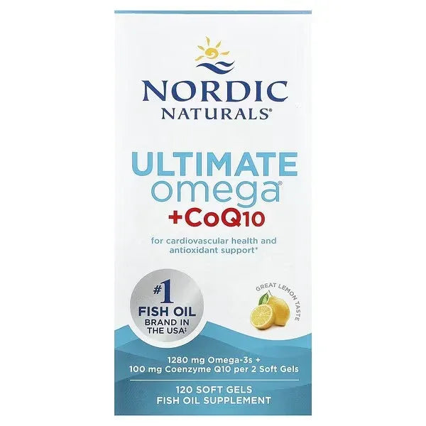 Nordic Naturals, Ultimate Omega® + CoQ10, Lemon, 120 Soft Gels - Mumzar