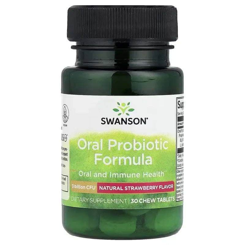 Swanson, Oral Probiotic Formula, Natural Strawberry, 3 Billion CFU, 30 Chewable Tablets - Mumzar