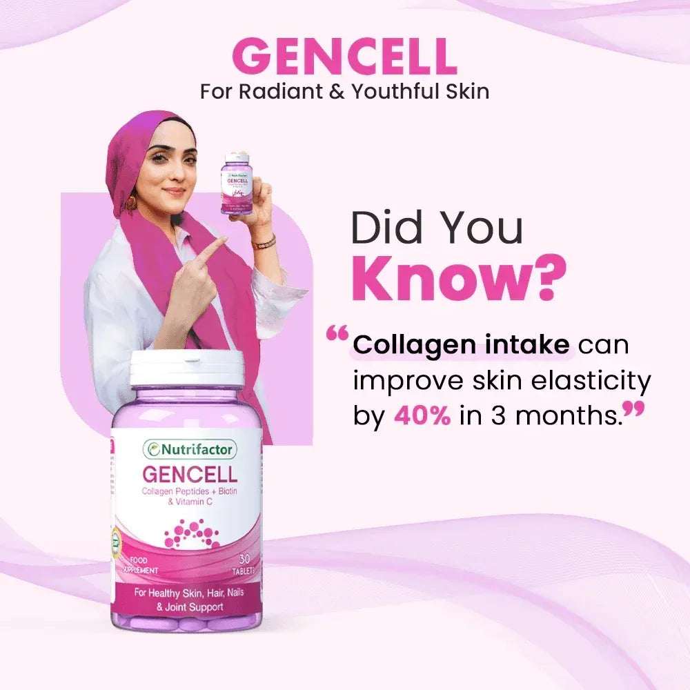 3 Bottles of Gencell – Super Collagen Type I & III with Vitamin C & Biotin, 180 Tablets - Mumzar