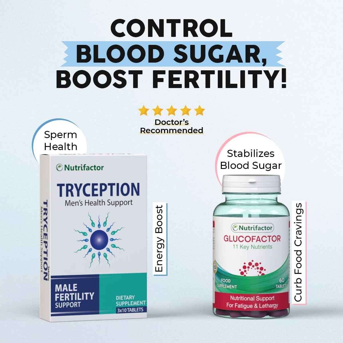 Tryception & Glucofactor - Male Fertility & Diabetes Support Bundle