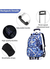 حقيبة مدرسية هندسية ملونة بعجلات