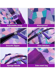 Colorful Geometric School Bag with Wheels