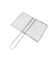Wire grilling clip with rectangular mesh and long handle, 30 x 25 cm