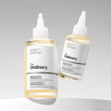 Two The Ordinary glycolic acid 7% exfoliating toner bottles with white droppers