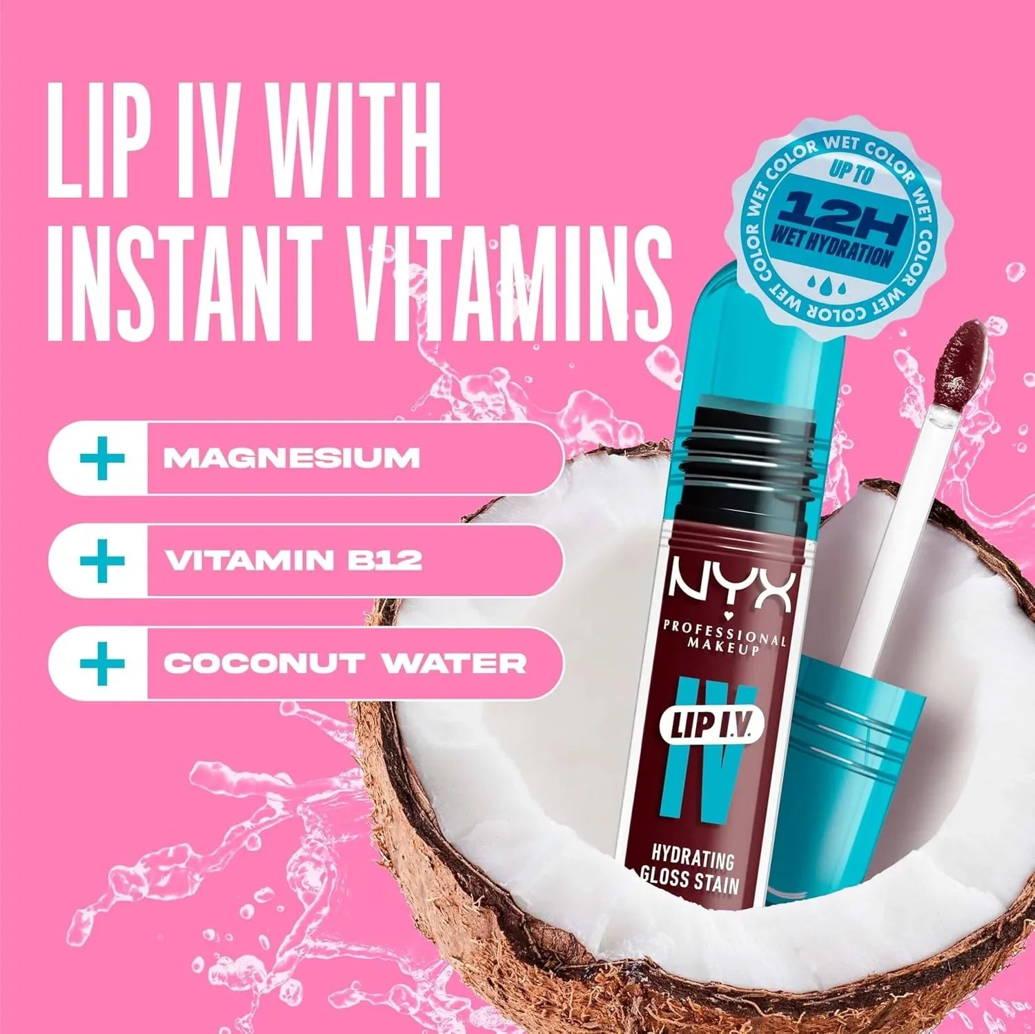 Lip Iv Hydrating Gloss Stain – High Pigment Lip Gloss with Up to 12-Hour Hydration, Wet Shine Finish – Burst That Tang! - Mumzar