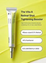 Retinal shot tightening booster tube with front label and pointed applicator tip