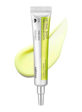 Skincare tightening booster tube, silver and green, with cap and applicator tip