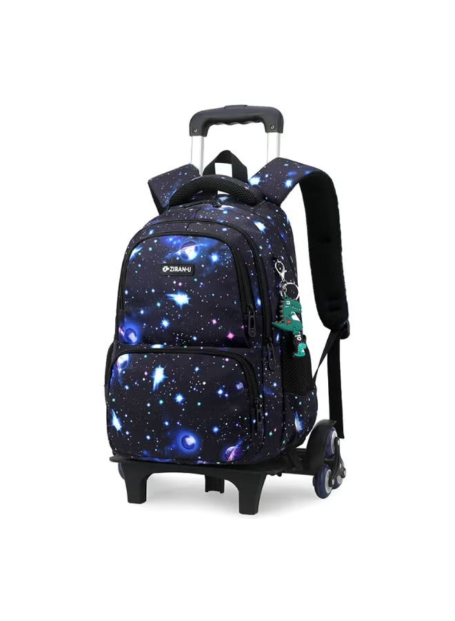 حقيبة ظهر مدرسية بعجلات من بلاك ستار بست عجلات ومقبض تلسكوبي