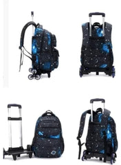 حقيبة ظهر مدرسية بعجلات من بلاك ستار بست عجلات ومقبض تلسكوبي
