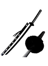 Black katana-shaped toy sword with textured grip and crossguard