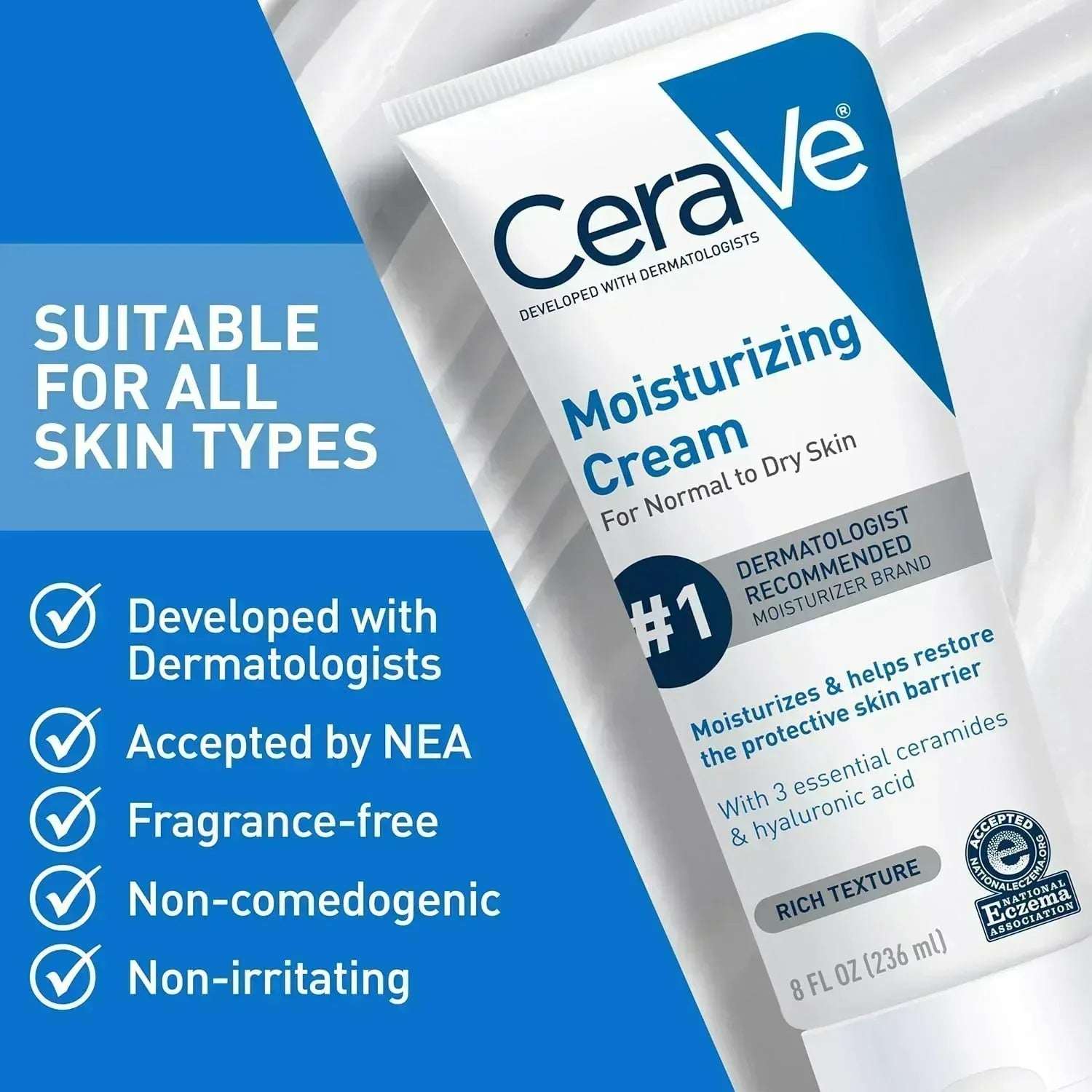 CeraVe Moisturizing Cream for Face & Body – Dry Skin Relief, 19 oz - Mumzar