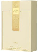 Lattafa Angham eau de parfum box, 100 ml, gold vertical tube graphic