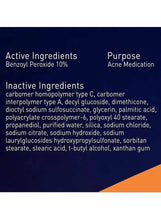 Acne foaming wash active and inactive ingredients information panel