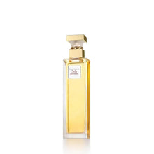 Eau de parfum spray bottle with gold cap and amber liquid, Elizabeth Arden 5th Avenue