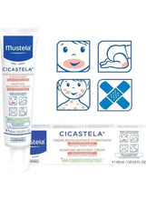 Mustela Cicastela cream tube with usage icons on front panel