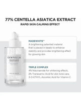 SKIN1004 Centella ampoule label graphic highlighting 77% centella and triple complex