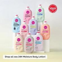 eos 24H moisture body lotion variety lineup in assorted bottles