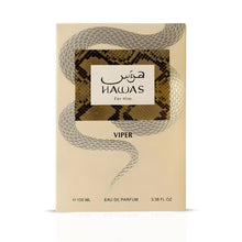 Eau de parfum box with Viper label and gold snake-scale design.