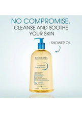 Bioderma Atoderm shower oil bottle with blue pump, front view