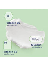 Moisturizing cream texture swatch with Vitamin B5, Vitamin B3, and glycerin