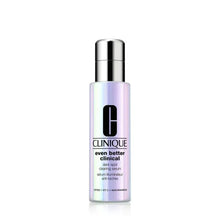 Dark spot correcting serum bottle with silver pump and iridescent light purple liquid