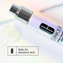 Iridescent serum bottle with dropper applicator and safe for sensitive skin label