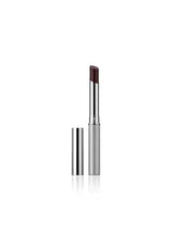 Lipstick in a silver tube with a dark brown-red bullet, cap closed