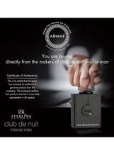 Armaf eau de parfum bottle with silver cap and chain key charm, black