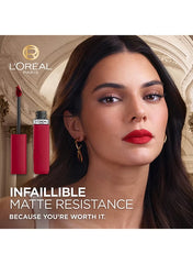 L’Oréal Paris Infaillible Le Matte Resistance Liquid Lipstick – 420 Le Rouge Paris, Up to 16-Hour Wear