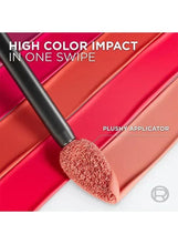 Matte liquid lipstick with plush applicator tip, dark red color