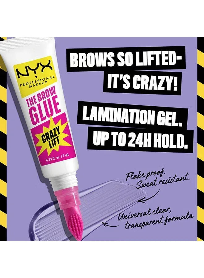 NYX Professional Makeup The Brow Glue Crazy Lift – Brow Lamination Gel, 24H Strong Hold - Mumzar