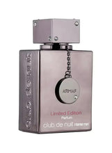 Limited edition perfume bottle with purple cap and hanging ARMAF charm