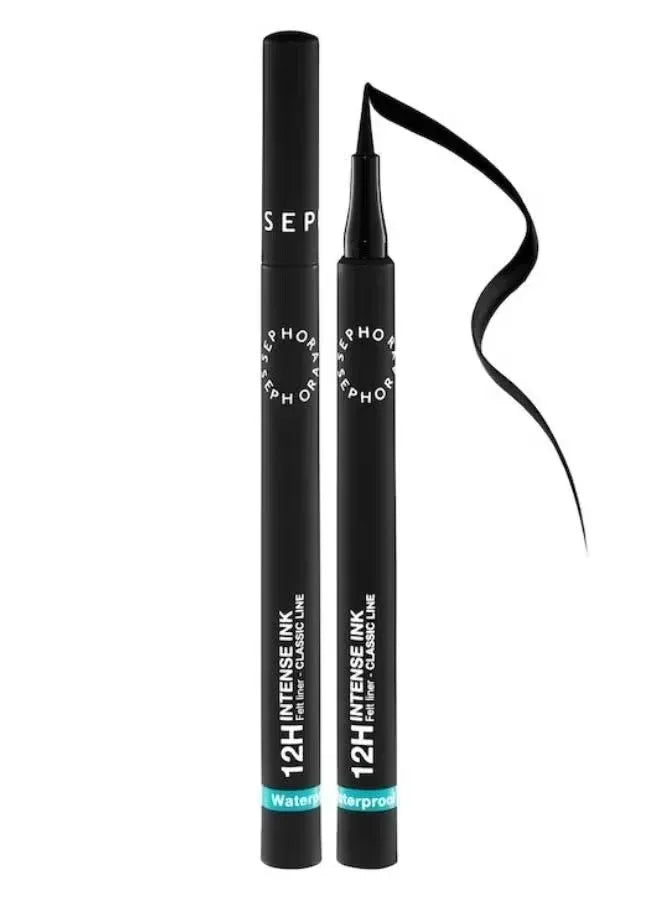 SEPHORA Collection 12H Intense Ink Classic Line – Felt-Tip Eyeliner, 01 Deep Black (1 ml) - Mumzar
