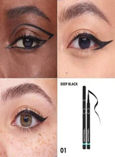 Deep black winged eyeliner on eyes, with SEPHORA Collection felt-tip eyeliner pen shown