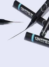 12H Intense Ink felt-tip eyeliner pens with fine tips and drawn ink line