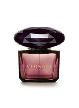 VERSACE Crystal Noir eau de parfum bottle with faceted dark cap, rectangular glass
