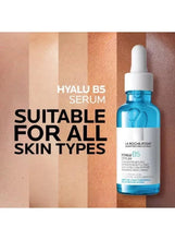 Blue Hyalu B5 serum bottle with white dropper, suitable for all skin types