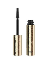Black mascara wand and tube with gold branding