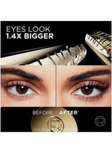 Mascara before-and-after lashes comparison on eye area